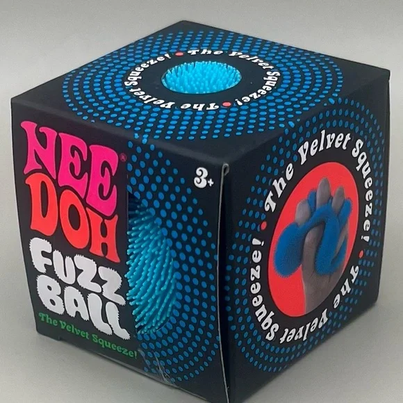 đź’™Schylling NEEDOH BLUE Fuzz Ball ~Velvet Squeeze Squishy Sensory Toy NEW - Picture 5 of 8